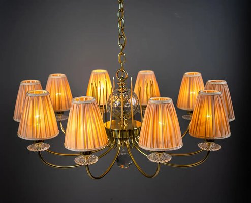 Glass & Brass Chandelier by J. & L. Lobmeyr for Lobmeyr, 1950s-SPD-1299413