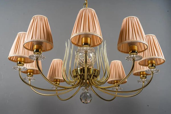 Glass & Brass Chandelier by J. & L. Lobmeyr for Lobmeyr, 1950s-SPD-1299413