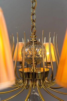 Glass & Brass Chandelier by J. & L. Lobmeyr for Lobmeyr, 1950s-SPD-1299413