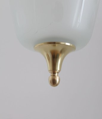 Glass & Brass Chandelier by Luigi Caccia Dominioni, 1970s-VNE-772661