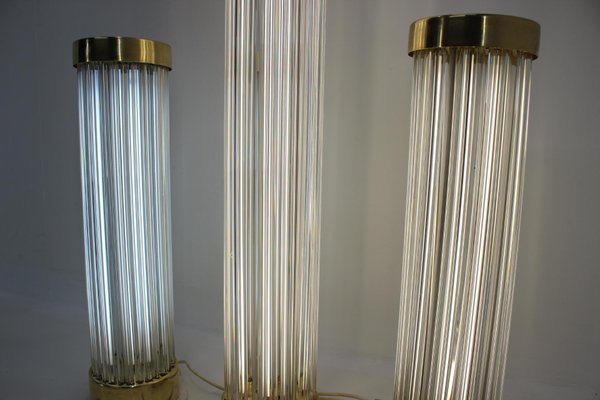 Glass & Brass Floor Lamps from Kamenicky Senov, 1960s, Set of 3-TZ-848598