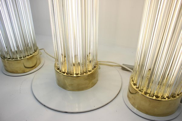 Glass & Brass Floor Lamps from Kamenicky Senov, 1960s, Set of 3-TZ-848598