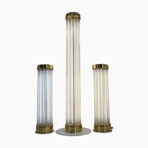 Glass & Brass Floor Lamps from Kamenicky Senov, 1960s, Set of 3-TZ-848598