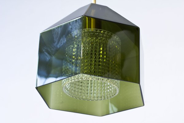 Glass & Brass Pendant Lamp by Carl Fagerlund for Orrefors, 1960s-TM-1415268