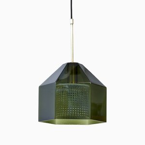 Glass & Brass Pendant Lamp by Carl Fagerlund for Orrefors, 1960s-TM-1415268