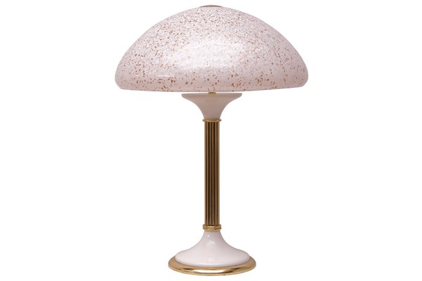 Glass & Brass Table Lamp, 1970s-KIJ-894447