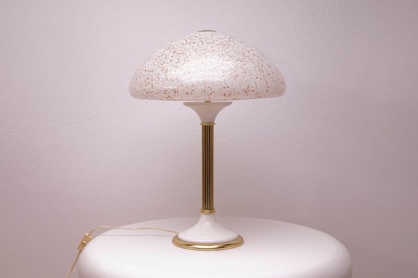 Glass & Brass Table Lamp, 1970s-KIJ-894447