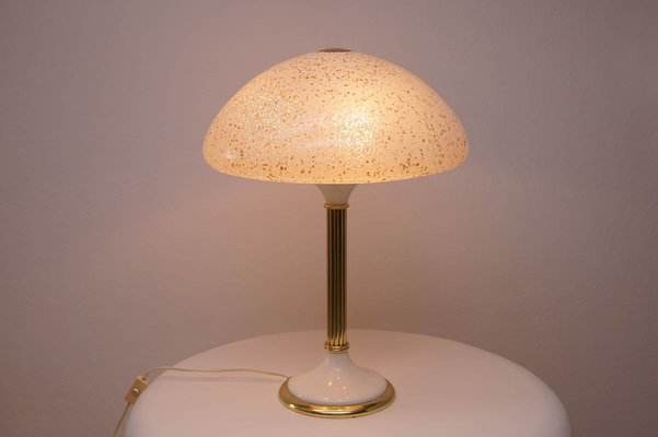 Glass & Brass Table Lamp, 1970s-KIJ-894447