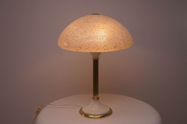 Glass & Brass Table Lamp, 1970s-KIJ-894447