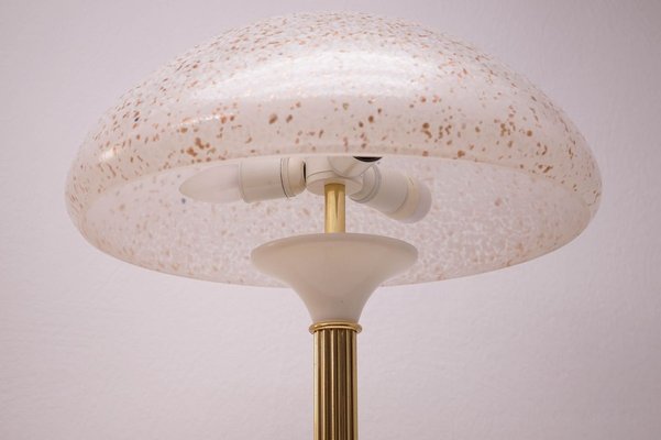 Glass & Brass Table Lamp, 1970s-KIJ-894447