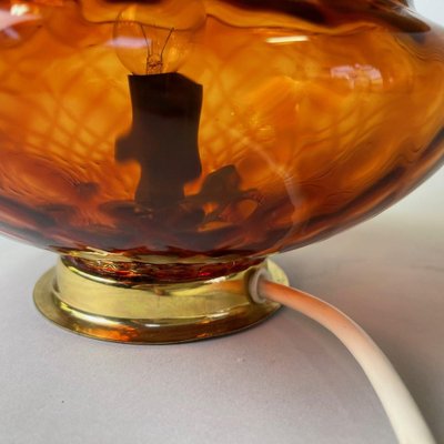 Glass & Brass Table Lamp by Jablonec Glassworks, Czechoslovakia, 1960s-TZ-1364726