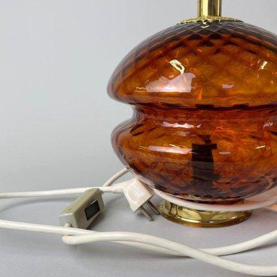 Glass & Brass Table Lamp by Jablonec Glassworks, Czechoslovakia, 1960s-TZ-1364726