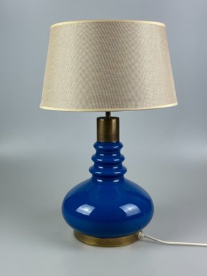 Glass & Brass Table Lamp with Fabric Shade, Germany, 1970s-EJL-1724215