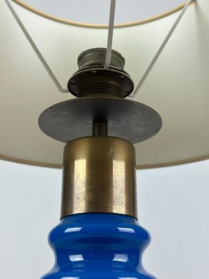 Glass & Brass Table Lamp with Fabric Shade, Germany, 1970s-EJL-1724215