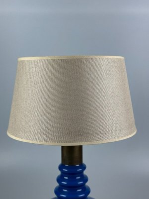 Glass & Brass Table Lamp with Fabric Shade, Germany, 1970s-EJL-1724215