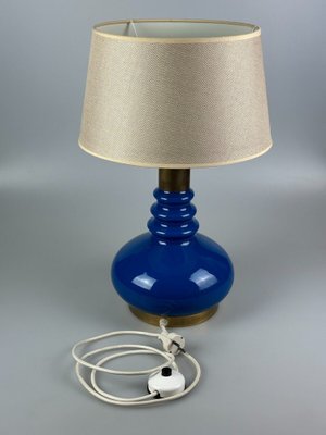 Glass & Brass Table Lamp with Fabric Shade, Germany, 1970s-EJL-1724215