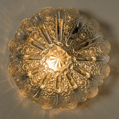 Glass & Brass Wall Lamp or Flush Mount, Germany, 1970s-VDW-993101