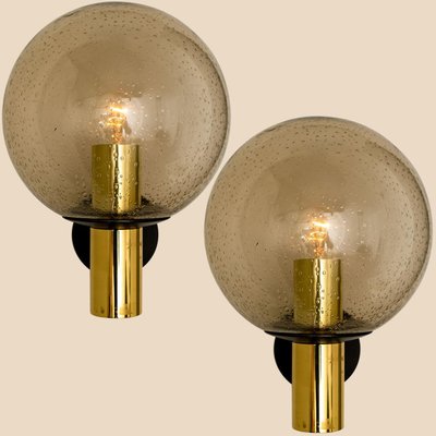 Glass Brass Wall Lamps from Glashütte Limburg, 1970s, Set of 2-VDW-1277135