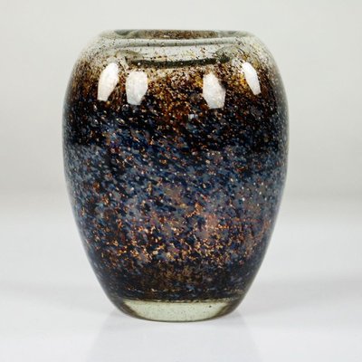 Glass Brown & Blue Egg Vase by Walter Dexel for WMF Ikora, 1930s-FUP-750838