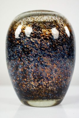 Glass Brown & Blue Egg Vase by Walter Dexel for WMF Ikora, 1930s-FUP-750838