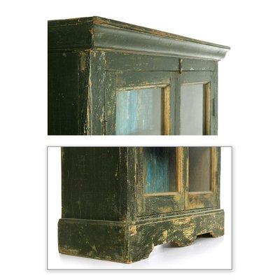 Glass Cabinet in Green Wood-NQ-902938