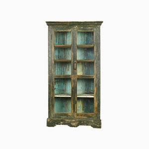 Glass Cabinet in Green Wood-NQ-902938