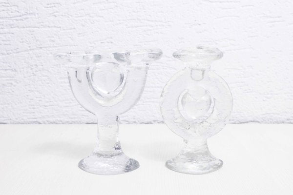 Glass Candleholders Duo by Staffan Gellerstedt for Pukeberg, 1970s, Set of 2-BQF-1093849