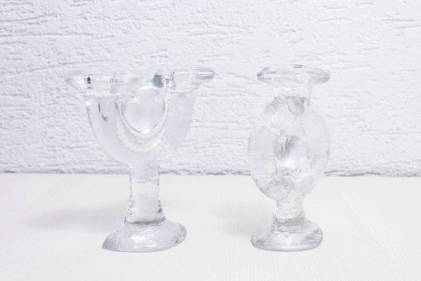 Glass Candleholders Duo by Staffan Gellerstedt for Pukeberg, 1970s, Set of 2-BQF-1093849