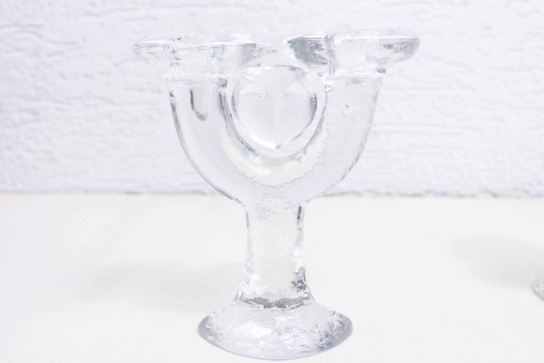 Glass Candleholders Duo by Staffan Gellerstedt for Pukeberg, 1970s, Set of 2-BQF-1093849