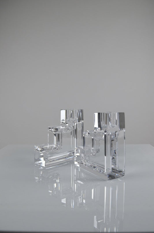 Glass Candlesticks attributed to Wilber L. Orme for Cambridge Glass Company, 1930s, Set of 2