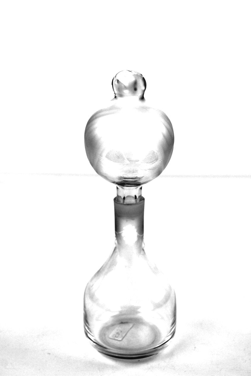 Glass Carafe with Decorative Etching Face from Riedel, 1950s