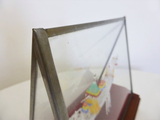 Glass Case with Handmade Viking ship, 1960s-KNM-967254