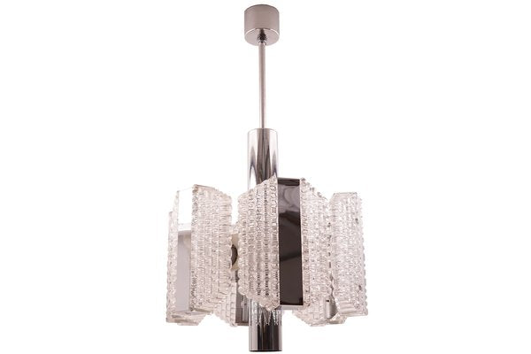 Glass & Chrome Ceiling Lamp from Kaiser Idell / Kaiser Leuchten, 1970s-KIJ-843728