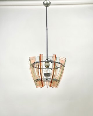 Glass & Chrome Ceiling Light from Veca, Italy, 1970s-LYQ-1171399