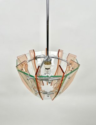 Glass & Chrome Ceiling Light from Veca, Italy, 1970s-LYQ-1171399