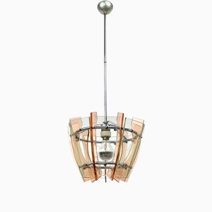 Glass & Chrome Ceiling Light from Veca, Italy, 1970s-LYQ-1171399