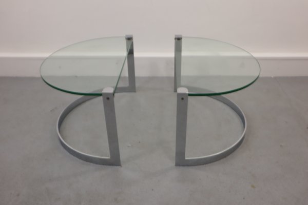 Glass & Chrome Coffee Table, 1970s, Set of 2-JWH-1144296