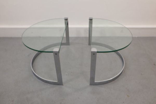 Glass & Chrome Coffee Table, 1970s, Set of 2-JWH-1144296