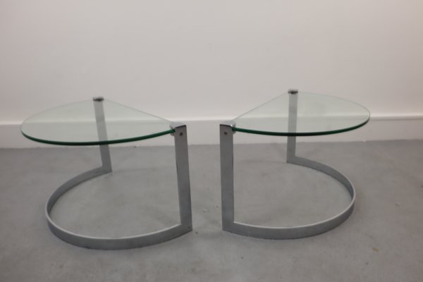 Glass & Chrome Coffee Table, 1970s, Set of 2-JWH-1144296