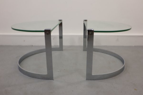 Glass & Chrome Coffee Table, 1970s, Set of 2-JWH-1144296