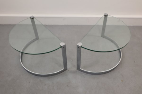 Glass & Chrome Coffee Table, 1970s, Set of 2-JWH-1144296