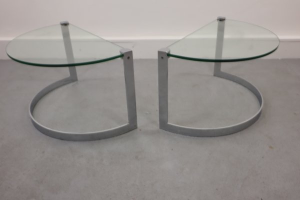 Glass & Chrome Coffee Table, 1970s, Set of 2-JWH-1144296