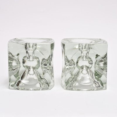 Glass Cube Candle Holders by Rudolf Jurnikl, 1970s, Set of 2-IXK-961100