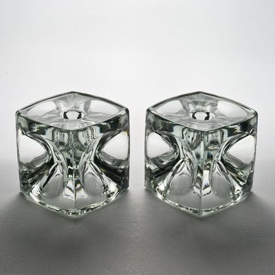 Glass Cube Candle Holders by Rudolf Jurnikl, 1970s, Set of 2-IXK-961100