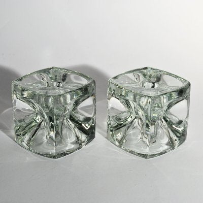 Glass Cube Candle Holders by Rudolf Jurnikl, 1970s, Set of 2-IXK-961100