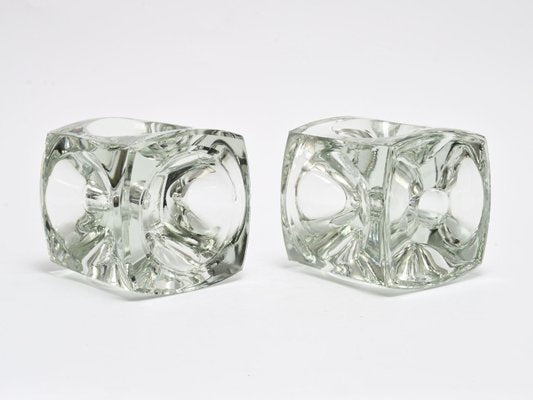 Glass Cube Candle Holders by Rudolf Jurnikl, 1970s, Set of 2-IXK-961100