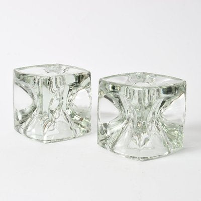 Glass Cube Candle Holders by Rudolf Jurnikl, 1970s, Set of 2-IXK-961100