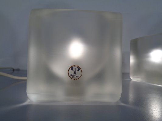 Glass Cube Lamps from Peill & Putzler, 1970s, Set of 2-RDW-775085