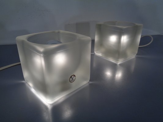 Glass Cube Lamps from Peill & Putzler, 1970s, Set of 2-RDW-775085