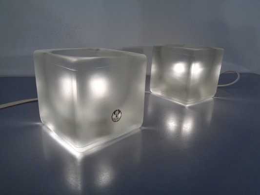 Glass Cube Lamps from Peill & Putzler, 1970s, Set of 2-RDW-775085